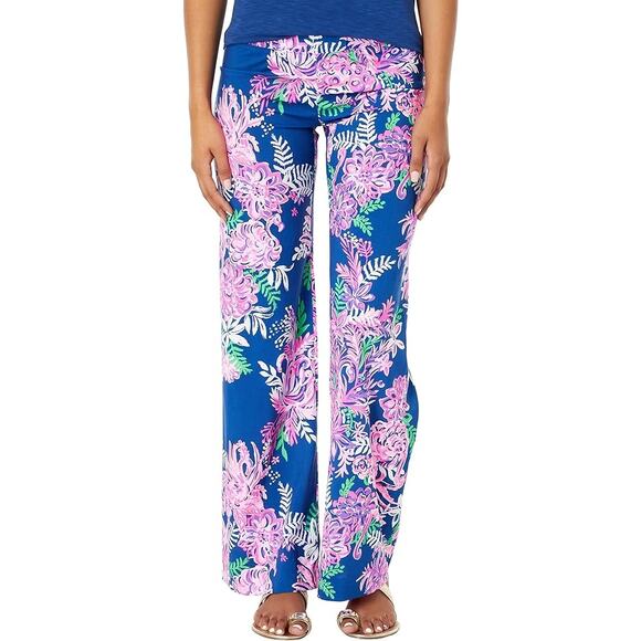 Lilly Pulitzer Pala Oyster Bay Navy Ruffle Your Feathers Palazzo Pants - Picture 1 of 8
